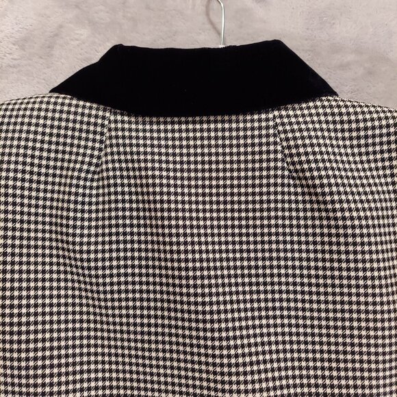 Jessica Howard Blazer Womens 14W black white plaid velvet collar buttons career - Picture 10 of 12